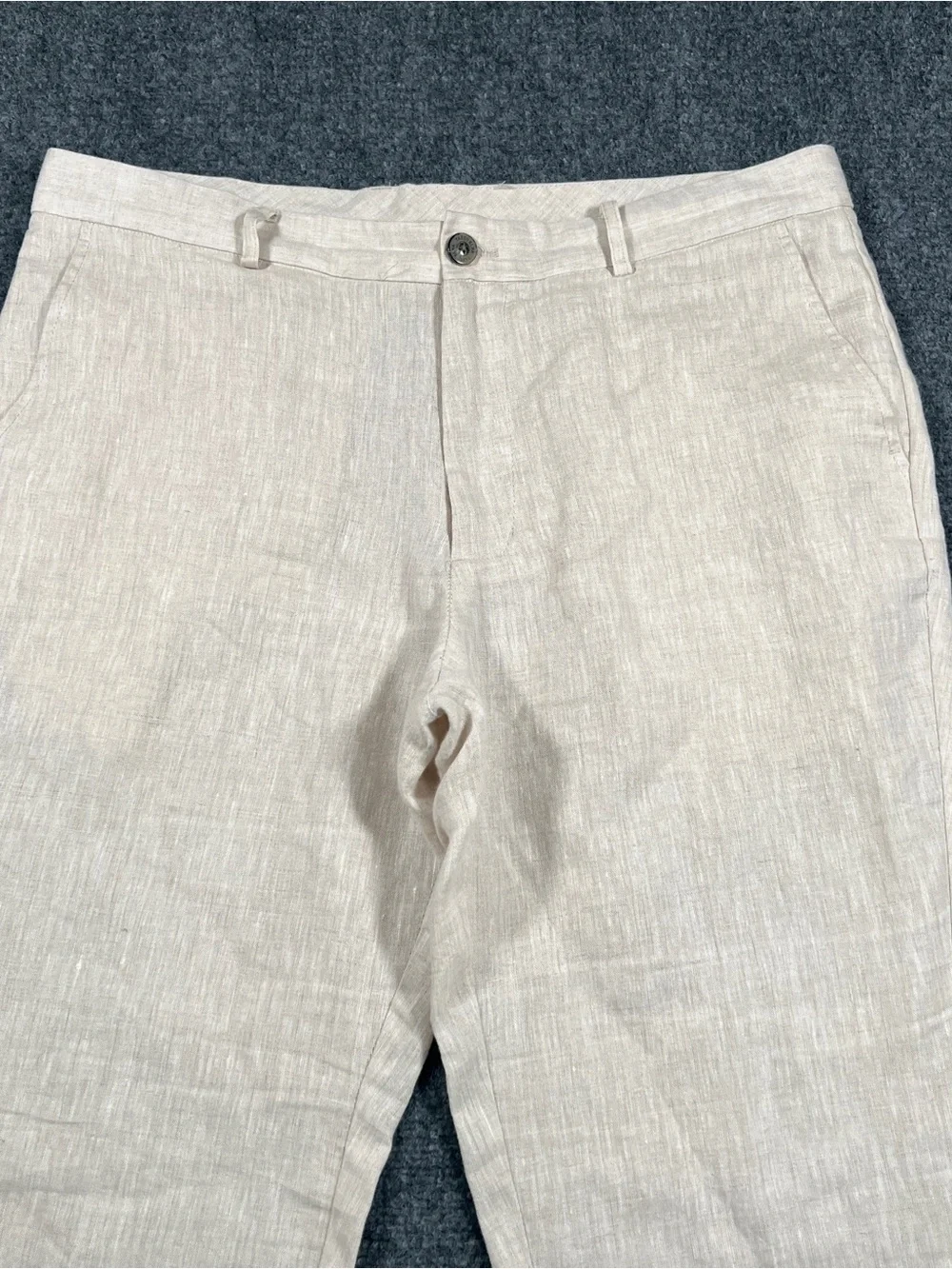 Tasso Elba Men’s 100% Linen Pants 36x30 Lightweight Summer Resort Casual Beige